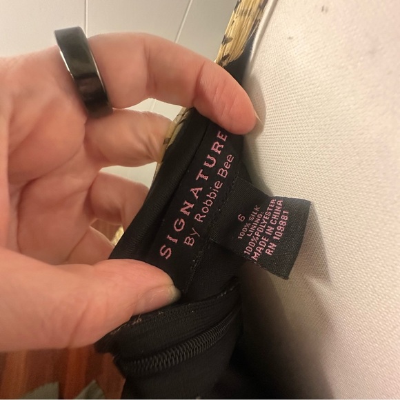 Y2K Silk Boho Midi Dress Brown Leaf Print Robbie Bee Size 6 Vacation Style - Picture 8 of 8